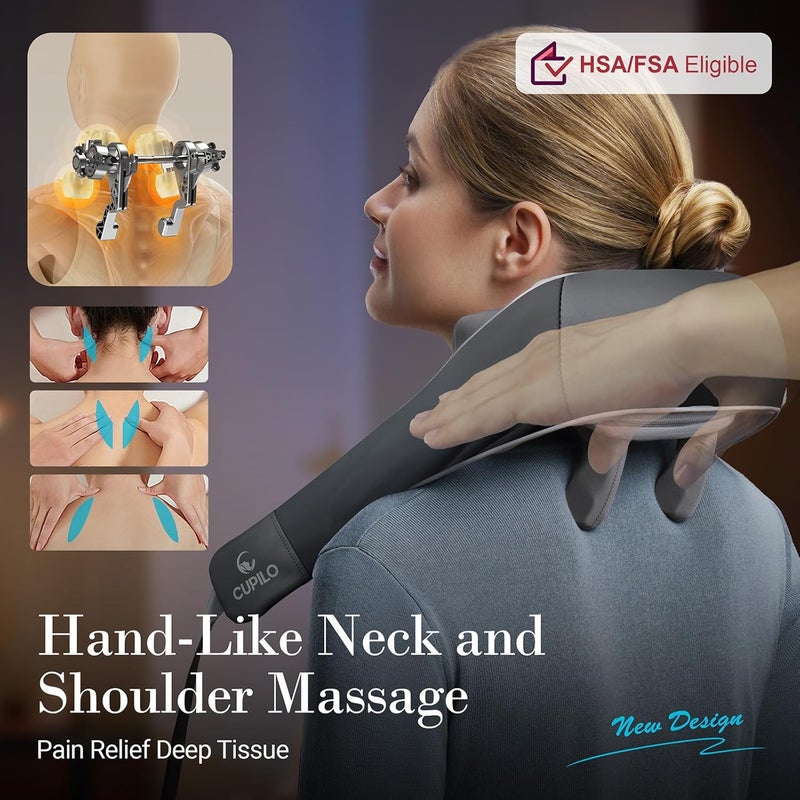 CuPiLo Neck and Shoulder Massager with Heat [Remote Control], FSA Eligible HSA, 6D Kneading Shiatsu Neck and Back Massager for Pain Relief Deep Tissue, Cordless Electric Back Massager, Gift for Her - Image 2